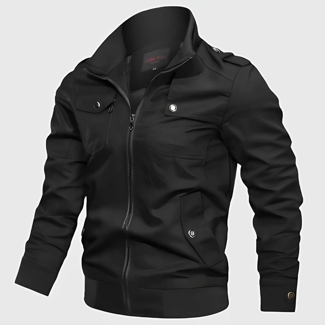 jaqueta masculina gola alta preta